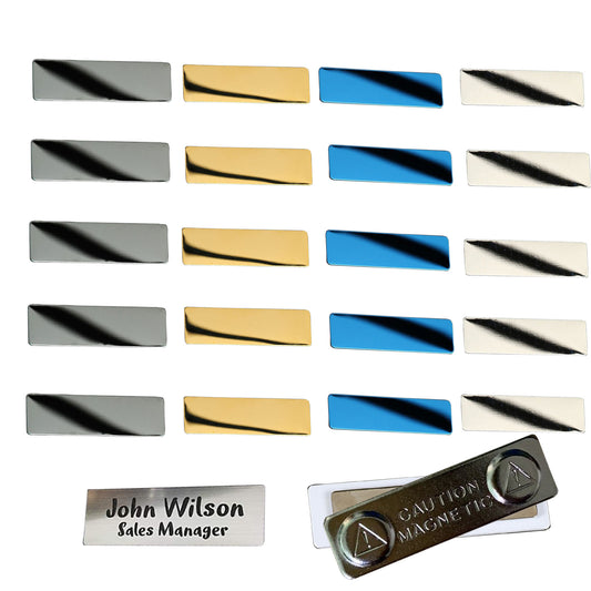 20 Packs 4 Colors Stainless Steel Blank Name Tags Badges Nameplate 1"x 3" for Laser Engraving